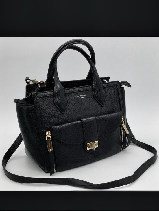 henri bendel Handbags - Henri Bendel Rivington Black Pebbled Leather Convertible Tote 2-in-1 Bag